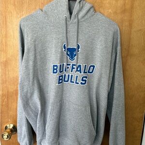 Hanes Gray Buffalo Bulls Pullover Hoodie with Blue Logo